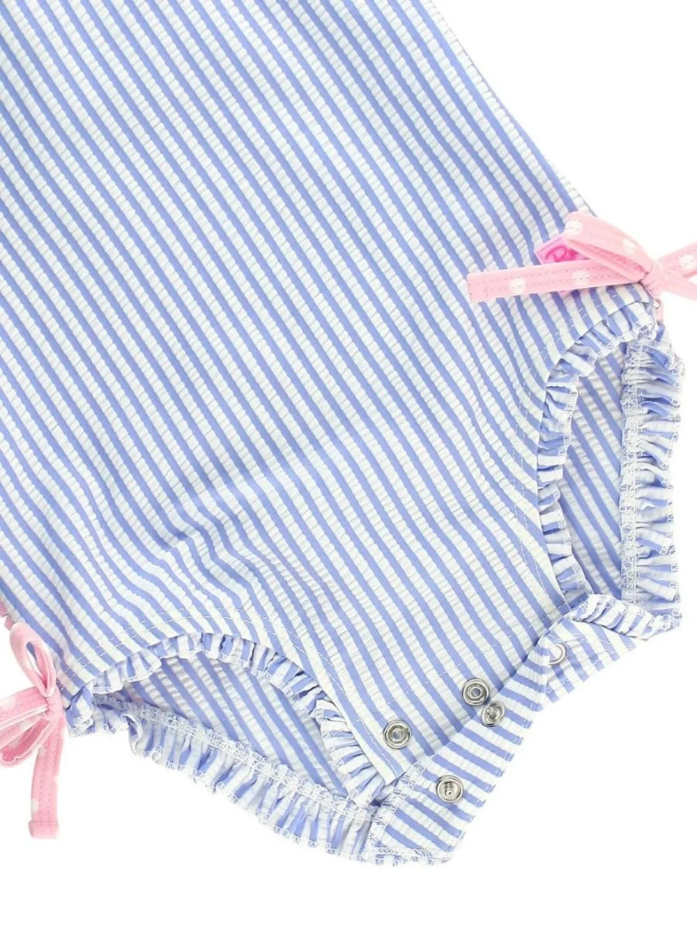 Ruffle Butts-Periwinkle Blue Seersucker Long Sleeve Rash Guard One Piece